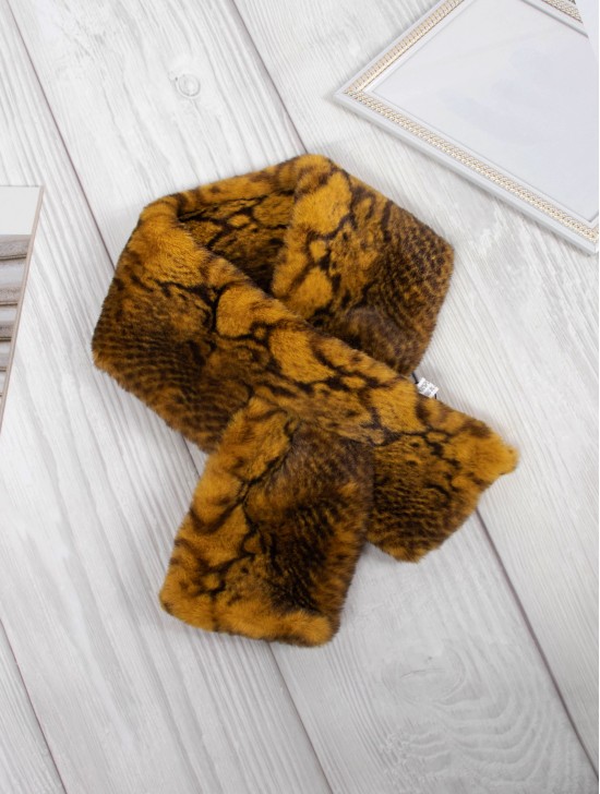 Faux Fur Scarf with Snakeskin Print